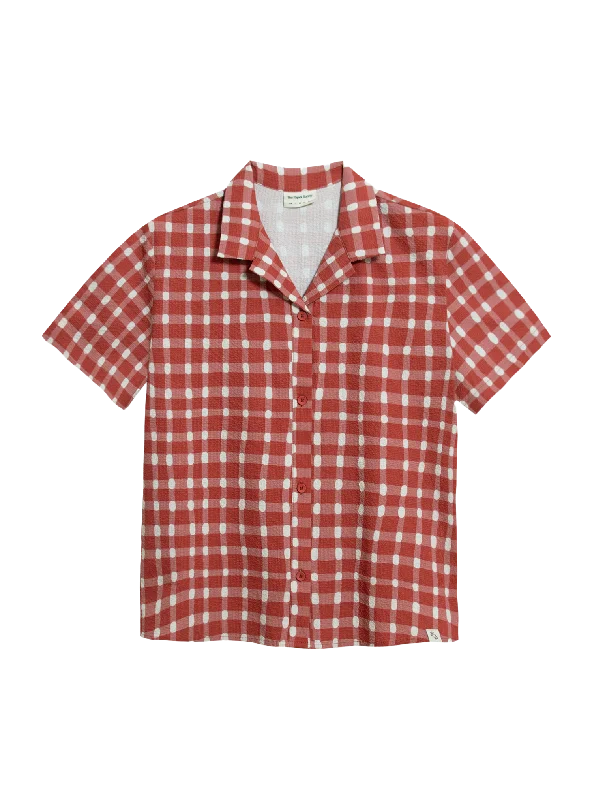 Women's Athletic Apparel Eclectic Style Wardrobe Resort Shirt (Seersucker Gingham)