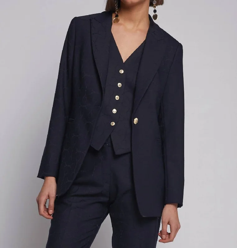 Women's Clothes Step Ahead, Lead The Trend Blazer Sophia Blazer In Navy Horsebit Jacquard