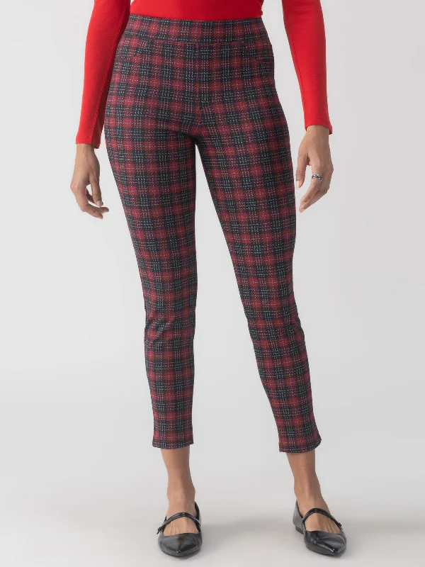 Women's Tops And Clothing End - Of - Month Blowout Runway Semi High Rise Legging Mars Red Check