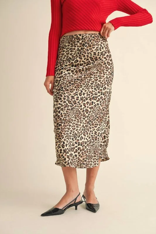 Plus-Size Women's Garments Dreamy Aesthetic Midi Slip Skirt In Leopard Print