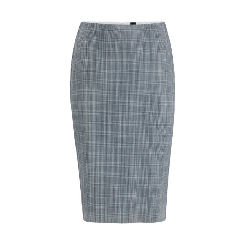 Women's Luxury Attire Relaxed Style Checked, pleated pencil skirt