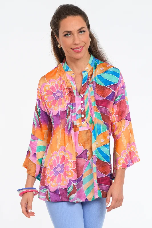 Women's Plus-Size Clothes Trendy Styles LIOR Women's Floral Tunic Pull Over Blouse - "Jules"