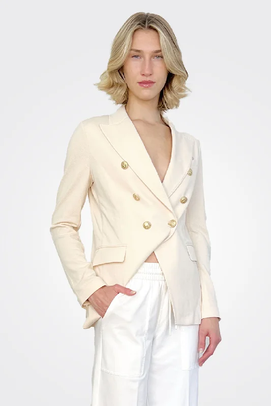 Women's Professional Garments Vintage Inspired Fashion Sale Double Breasted Blazer - Latte