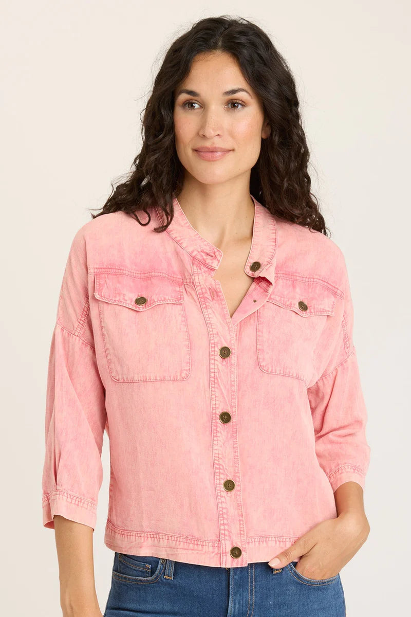 Charming Women's Holiday Apparel Flash Sale, Don'T Miss Twill Colbert Jacket - Distressed Wash Rose