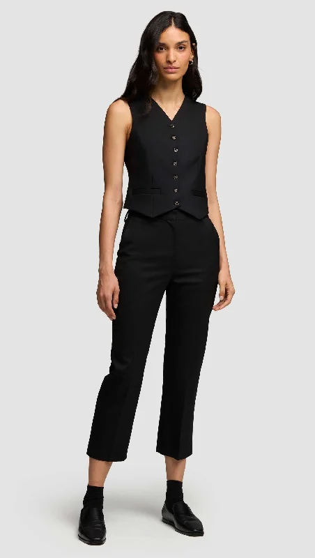 Women's Night-Out Outfit Stylish Savings Cropped Straight Leg Trouser in Seasonless Wool | Black