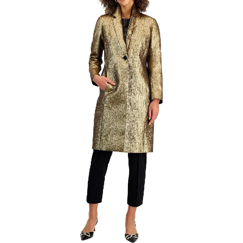 Affordable Fashion Clothing For Women Enjoy Discount Womens Metallic Polyester Duster Blazer