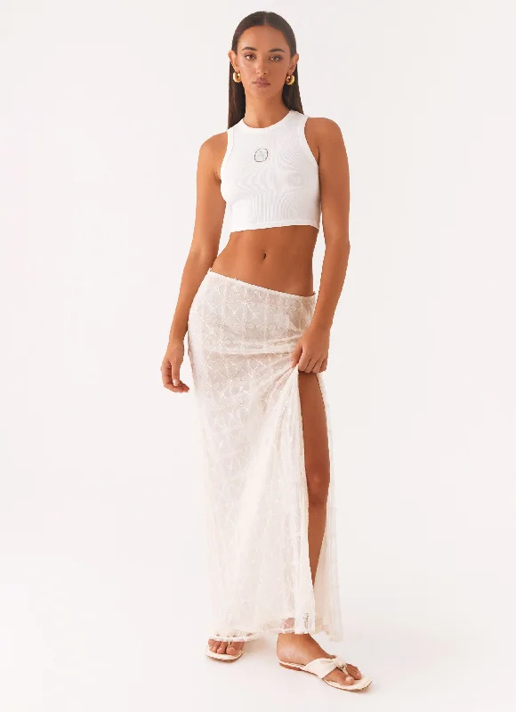 Comfortable Women's Apparel Chic Outfits Opal Sequin Maxi Skirt - White