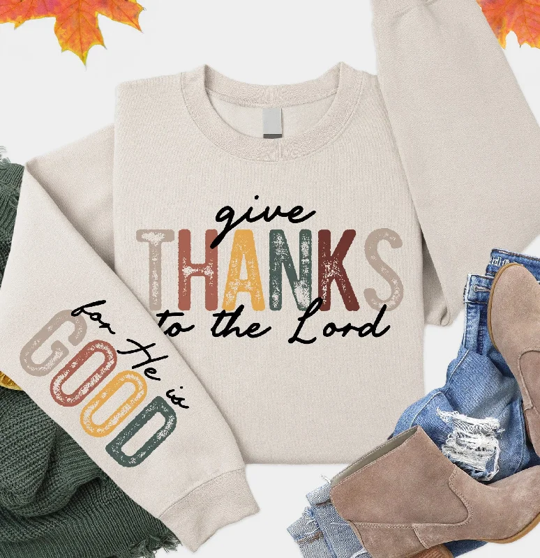 Women's Vintage-Inspired Outfit Bold Fashion Give Thanks Sweatshirt