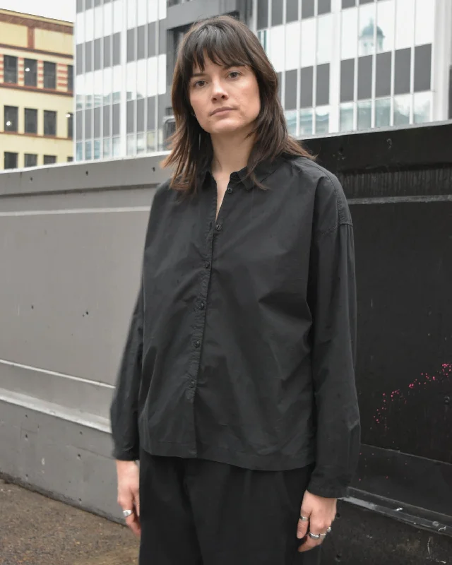 Women's Transitional Apparel Elegant Style YMC Earth Marianne Shirt Black Poplin