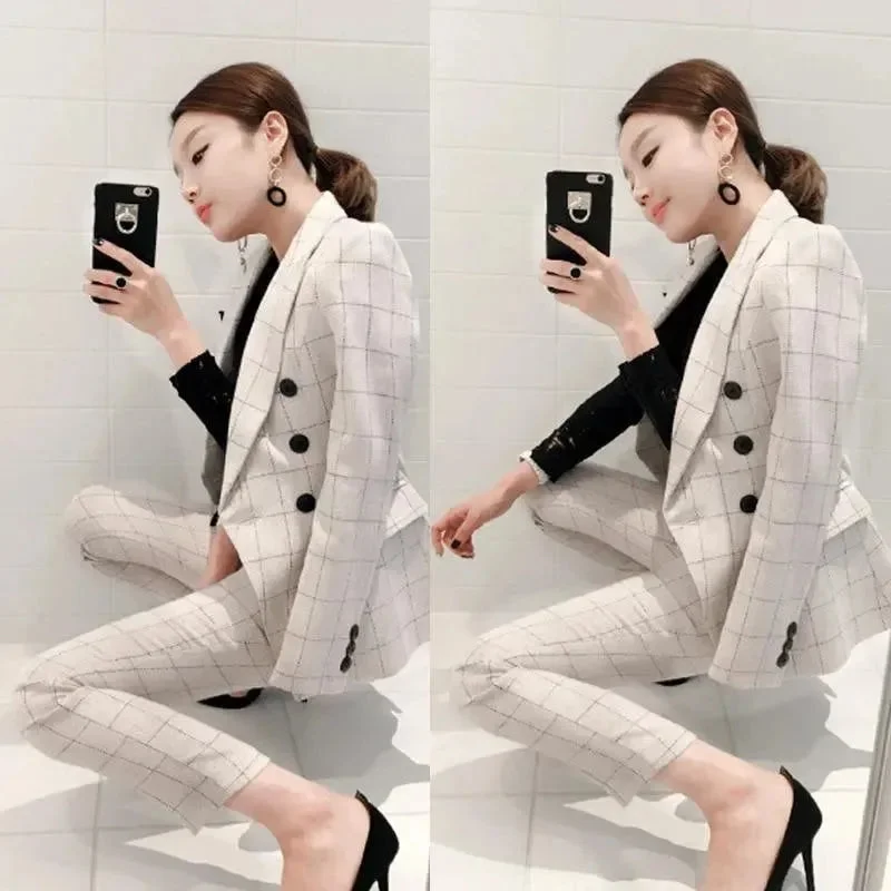 Women's Chic Outfit Latest Fashion Plaid Women Pantsuit