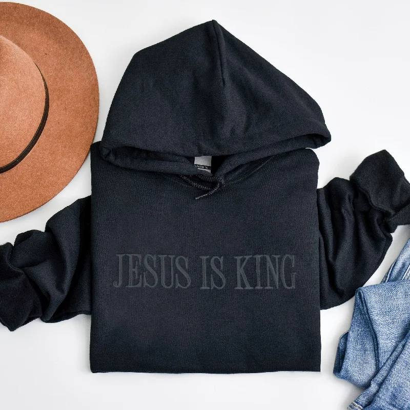 Women's Vintage Clothes Trend Forward Women's Wear Embroidered Jesus is King Pullover Hoodie