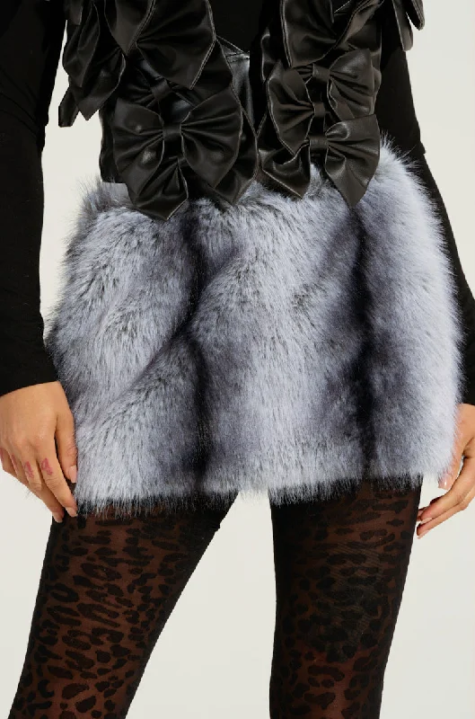 Affordable Women's Apparel Casual Fashion ICE QUEEN FUR MINI SKIRT