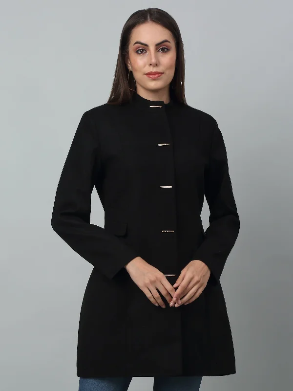 Casual Apparel For Women Travel Essentials Women's Casual  Black Single breasted  Stand Collar Long Coat