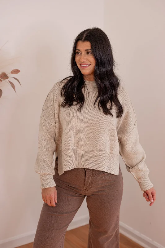 Comfortable Outfit For Women Trendy Styles Forever Yours Cropped Oatmeal Sweater