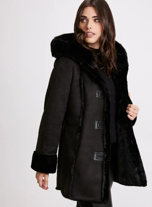 Fashionable Women's Clothing Classic Timeless Elegant Style Faux-Shearling Coat