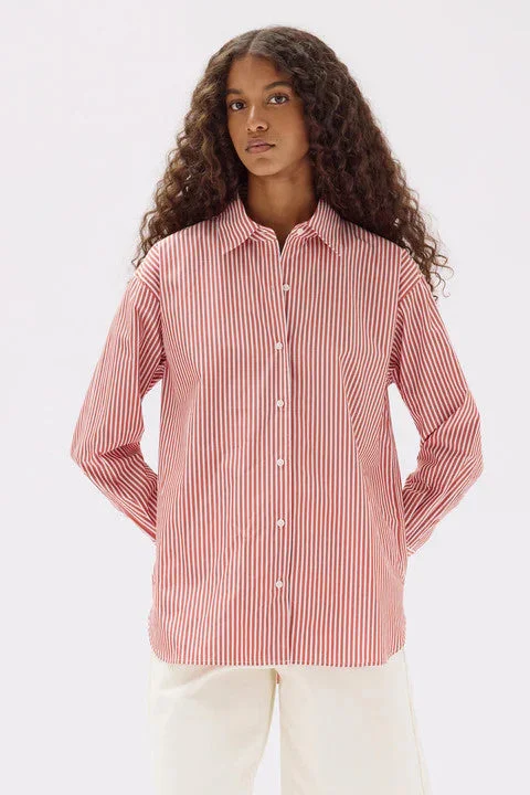 Women's Evening Wear Attire The Latest Trends Assembly Label - Signature Poplin Shirt, Papaya / White Stripe