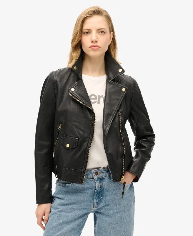 High-Fashion Women's Clothing Big Savings On Minimalist Office Styles Classic Leather Biker Jkt | Black