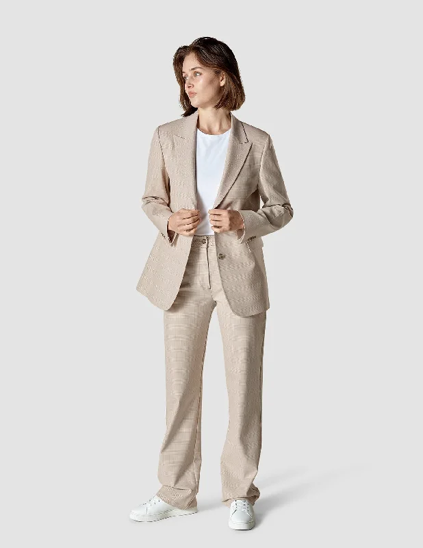 Women's Charming Outfit For Events Premium Style Essential Suit Straight Toffee Check