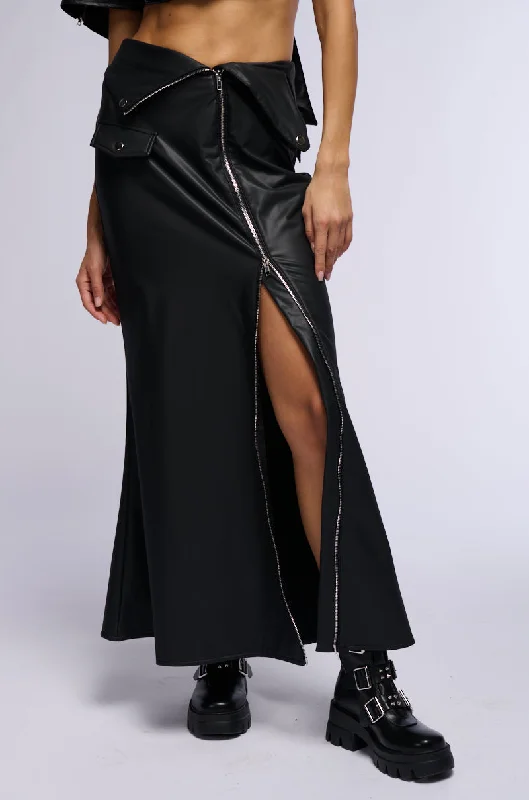 Women's Holiday Apparel High-End Women’S Wear AFTER HOURS FRONT ZIP FAUX LEATHER MAXI SKIRT