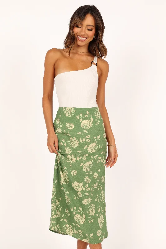 Women's Trendy Casual Clothes Trendy Women’S Wear Cordelia Midi Skirt - Green