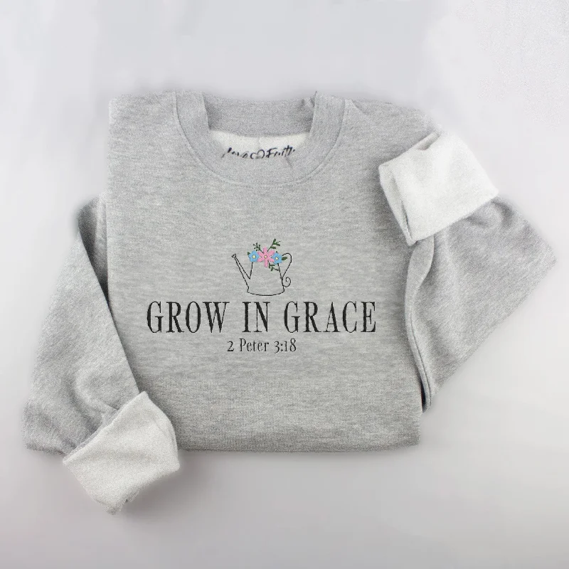 Women's Evening Outfit Fashion For Every Occasion Embroidered Grow in Grace Sweatshirt