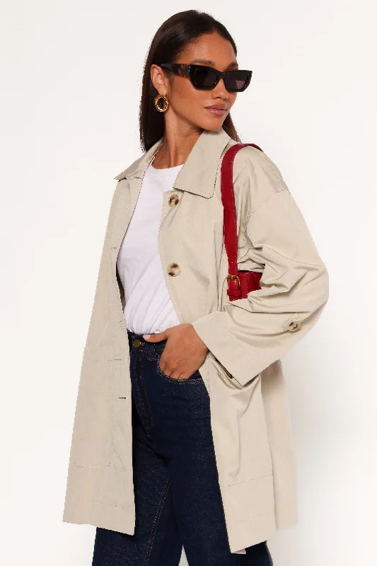 Women's Travel Garments Flash Sales Stella Button Front Collar Jacket - Taupe