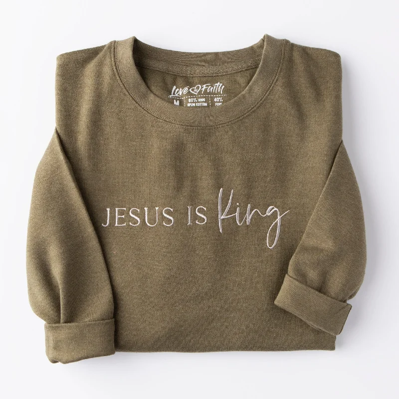 Women's Evening Wear Outfit Hot Trends Embroidered Jesus is King Sweatshirt