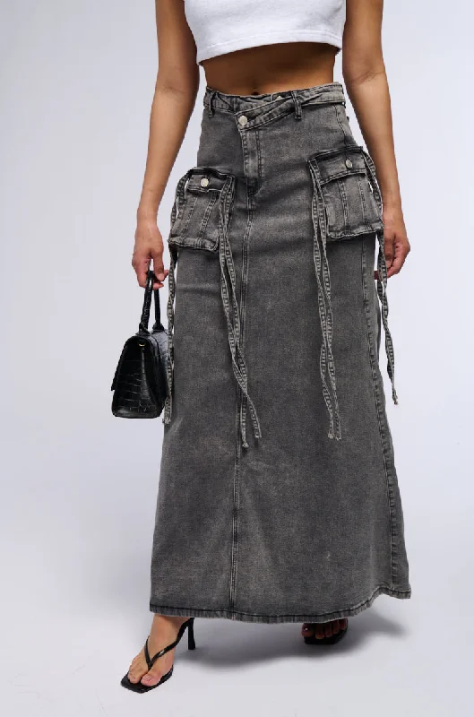 Women's Evening Apparel Everyday Wear LOVE HATE THING DENIM MAXI SKIRT