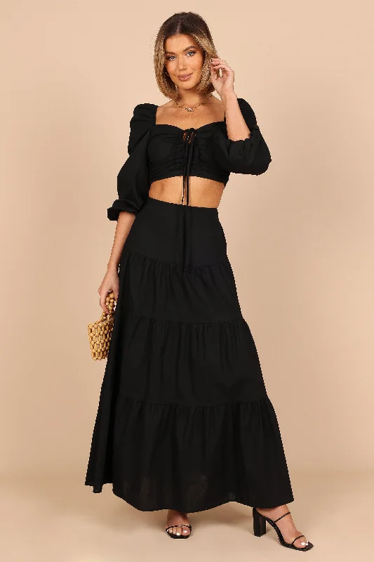 Women's Vacation Outfit Everyday Glamour Alice Two Piece Set - Black