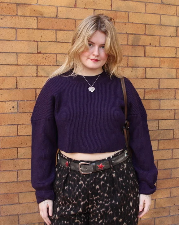 Women's Night-Out Clothes The Epitome Of Modern Women's Fashion Barena Purple Cropped Sweater