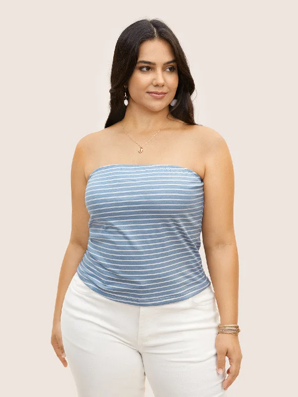 Women's Vacation Clothes Great Prices On Feminine Styles Strapless Striped Shirred Tank Top