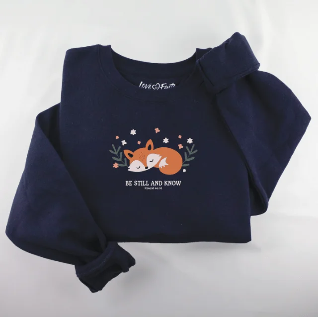 Women's Resort Apparel Trendy Threads Embroidered Be Still Fox Sweatshirt