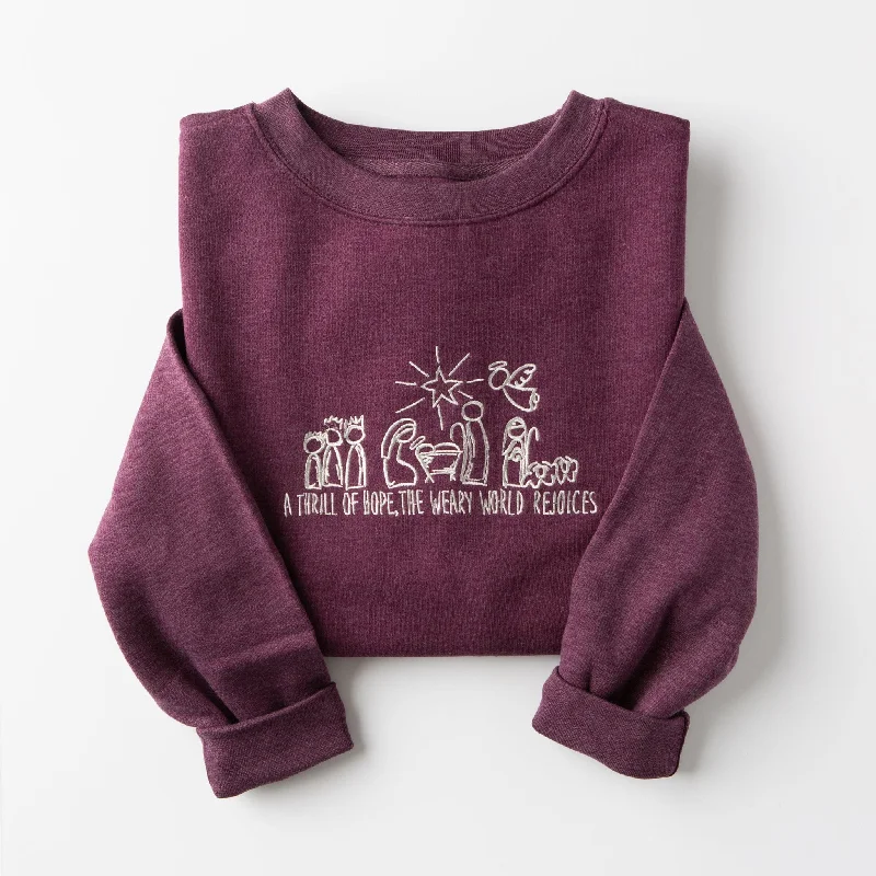 Women's Clothes For The Office Trendy Threads Embroidered A Thrill of Hope Sweatshirt