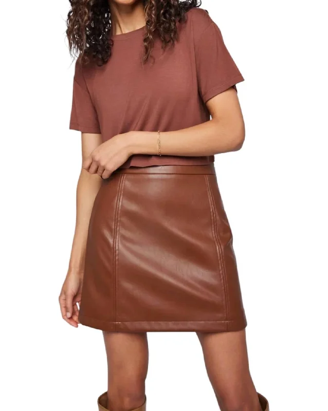 Women's Evening Garments Refined Look Chrissy Vegan Leather Mini Skirt In Chocolate