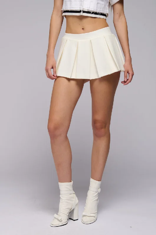 Women's Contemporary Apparel Timeless Elegant YOURS TRULY MICRO MINI SKORT IN WHITE