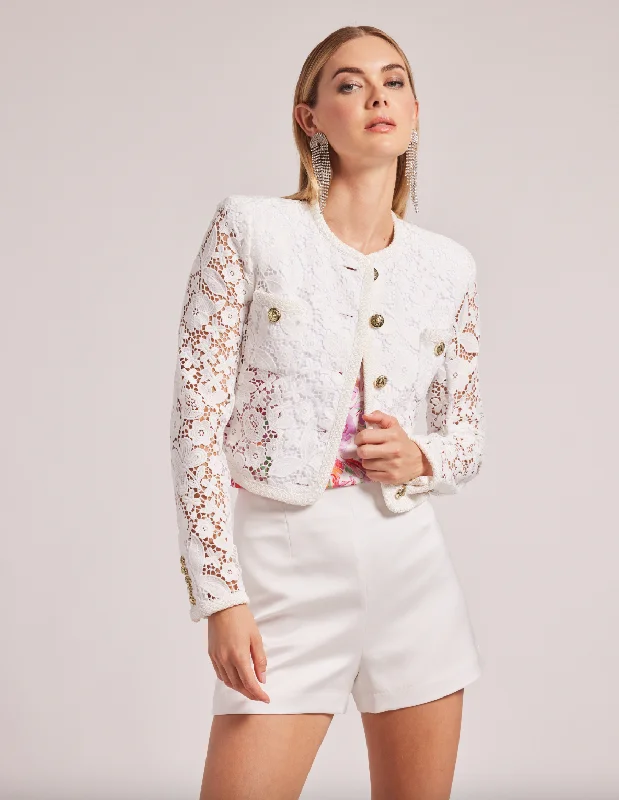 Women's Active Garments For Workouts Top Deals Amber Lace Jacket - White