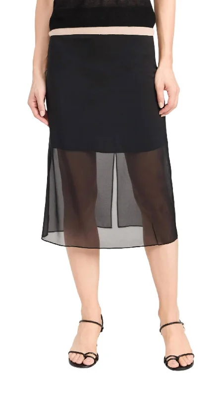 Women's Festive Attire Graceful Fashion Sheer Pencil Skirt In Black