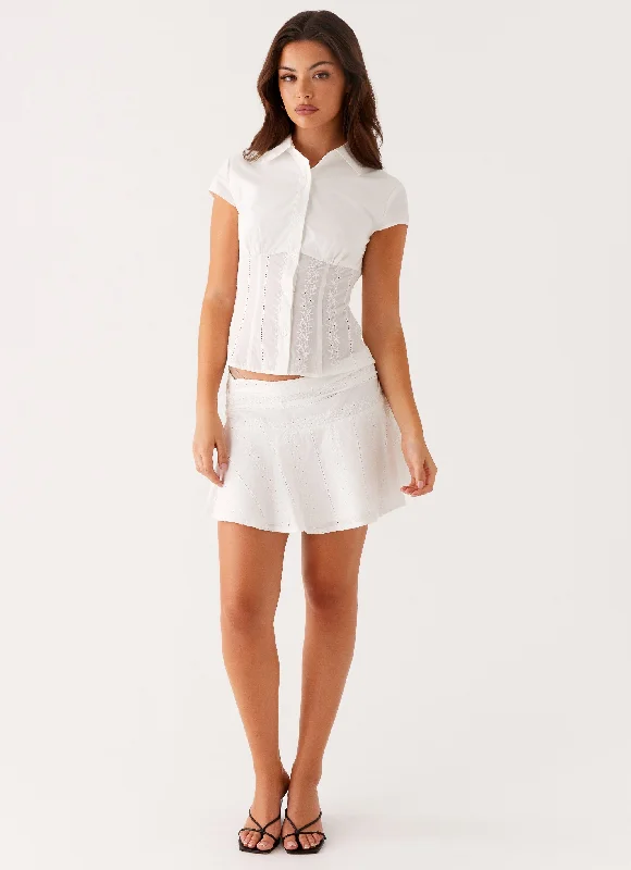 Chic Women's Garments Season Sale Devoted Mini Skirt - White